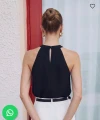 SİYAH HALTER YAKA BLUZ