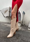 MADLEN NAKIŞ İŞLEMELİ KOVBOY ÇİZME NUDE