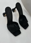 CLARA SUEDE HEEL SLIPPERS BLACK