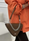 JADE HAKİKİ DERİ ÜÇGEN ÇANTA KAHVE