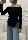KAYIK YAKA TRİKO KAZAK SİYAH