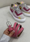 MİNİ GÜMÜŞ TOKA DETAYLI TAŞLI KEMER PEMBE