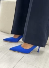NİNA MAT SATEN TOPUKLU AYAKKABI SAKS MAVİ