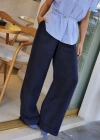 PALAZZO KETEN PANTALON LACİVERT