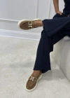 GİRA İÇ-DIŞ HAKİKİ SÜET DERİ GOLD TOKALI LOAFER CAMEL