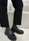 SONİA HAKİKİ DERİ METAL ZIMBALI LOAFER SİYAH