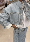 TAŞLI CROP JEAN CEKET