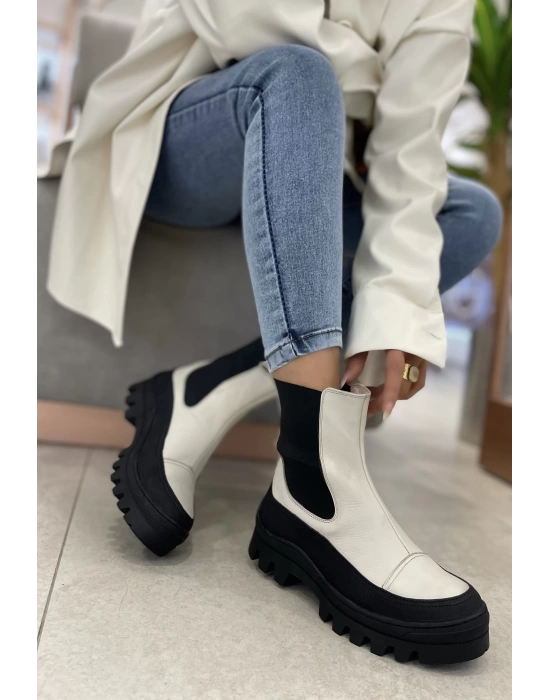 ARİSSA HAKİKİ DERİ BOT BEJ