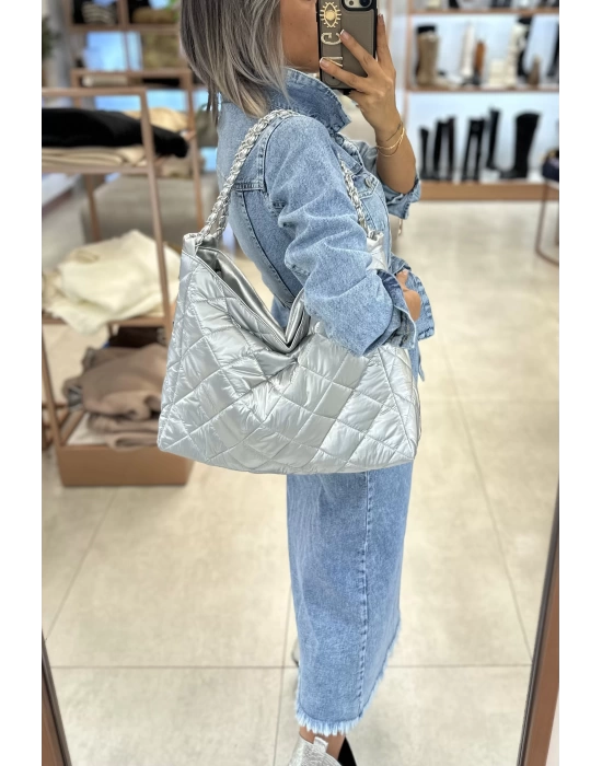 MANDY PARAŞÜT GÖRÜNÜMLÜ DERİ İTHAL ÇANTA GRİ