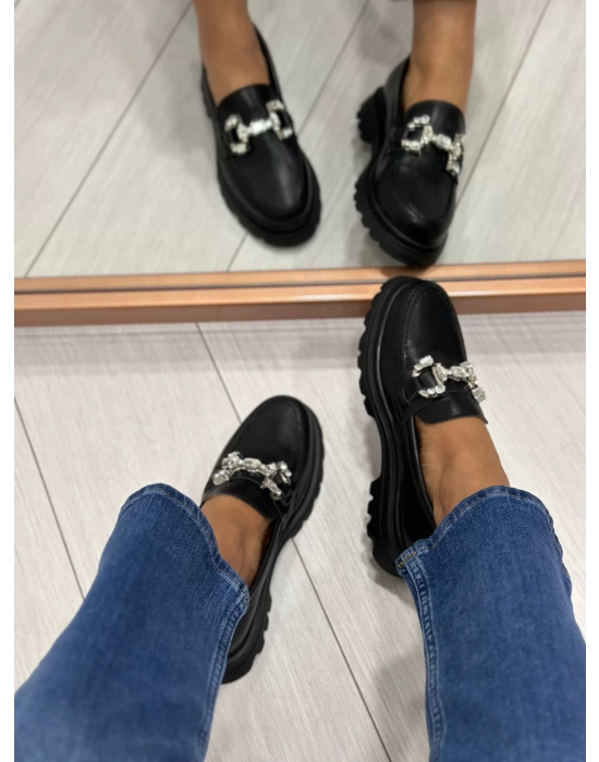 PERSA TAŞLI LOAFER SİYAH