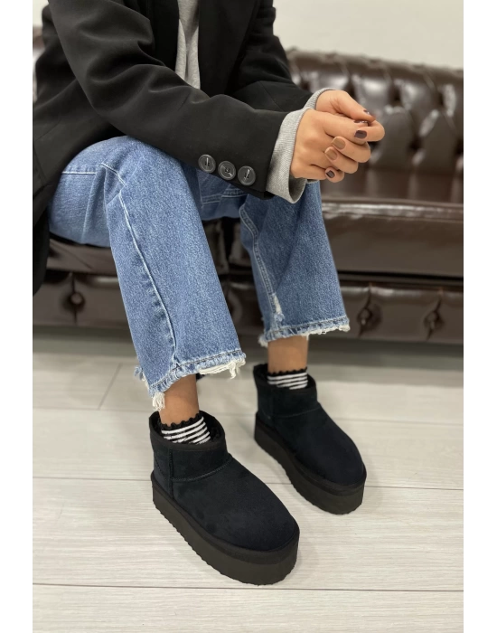PUFFY KALIN TABANLI UGG SİYAH