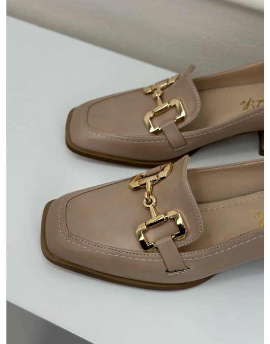 CİTY GOLD TOKALI MİNİ TOPUK LOAFER NUDE