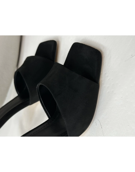 CLARA SUEDE HEEL SLIPPERS BLACK