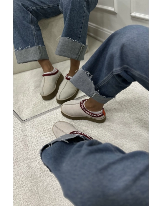 JANA UGG HAKİKİ SÜET KALIN TABAN TERLİK NUDE