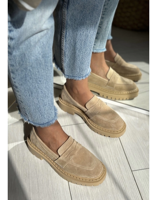 MAKELL KÜT BURUN LOAFER GERÇEK DERİ CAMEL