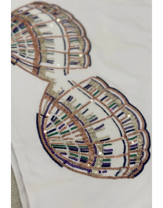 NAKIŞLI CROP TİŞÖRT BEYAZ