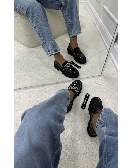 RASMİ METAL ÇİFT TOKALI  RUGAN LOAFER SİYAH