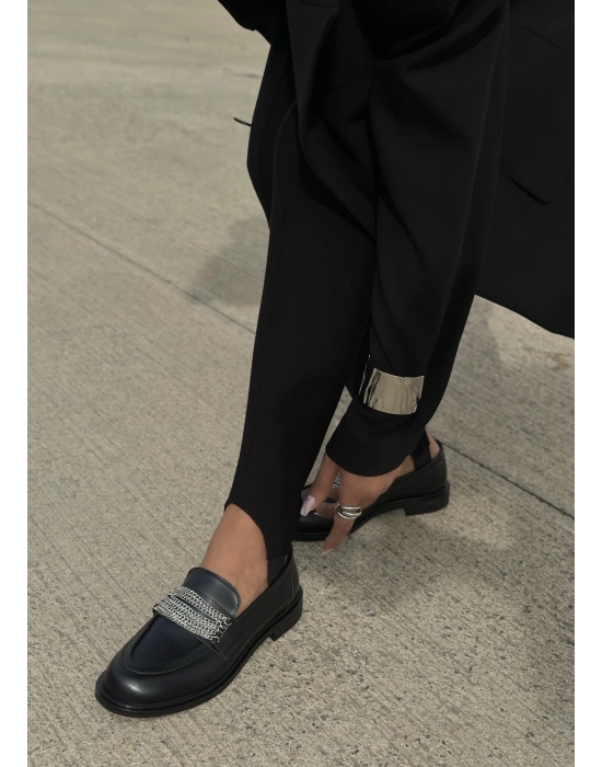RONAK ZİNCİR DETAYLI LOAFER SİYAH
