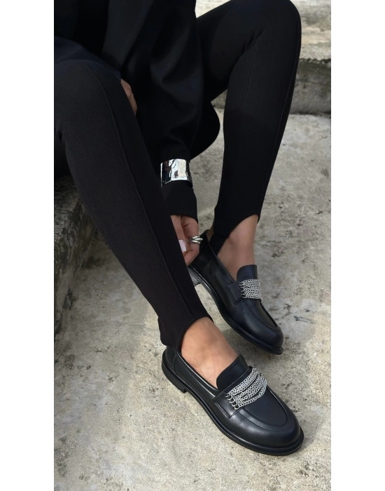 RONAK ZİNCİR DETAYLI LOAFER SİYAH