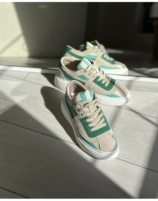 TALİAS YEŞİL BEJ DETAYLI VANS AYAKKABI