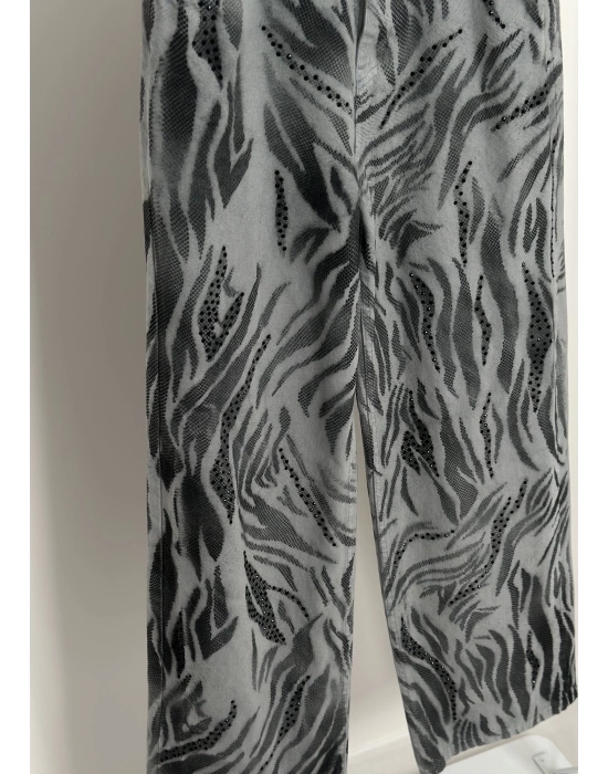 ZEBRA DESEN PANTALON GRİYE SİYAH