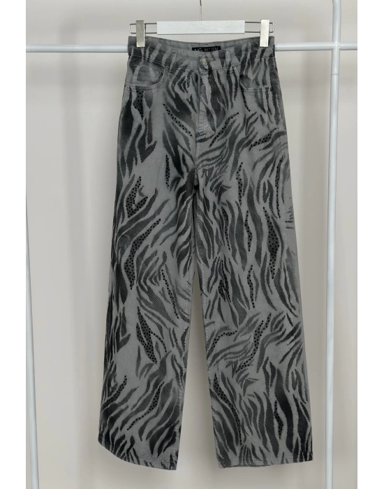 ZEBRA DESEN PANTALON GRİYE SİYAH