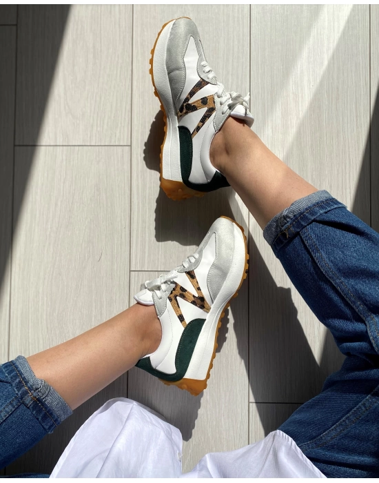 ALVİN LEOPAR DETAYLI SPOR AYAKKABI BEYAZ