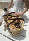 HAKİKİ DERİ SAPLI HASIR ÇANTA