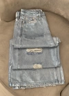 METALİK MAVİ YIRTIK DETAYLI WİCLE LEG PANTALON