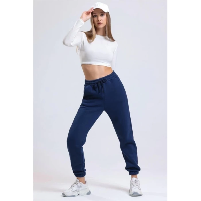 3 iplik şardonlu paça lastikli eşofman lacivert is001