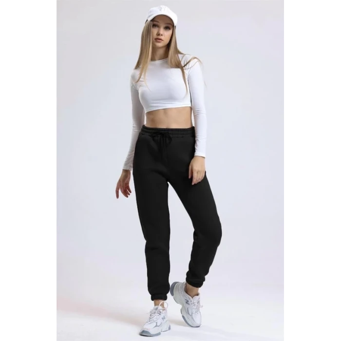 3 iplik şardonlu paça lastikli eşofman siyah is001