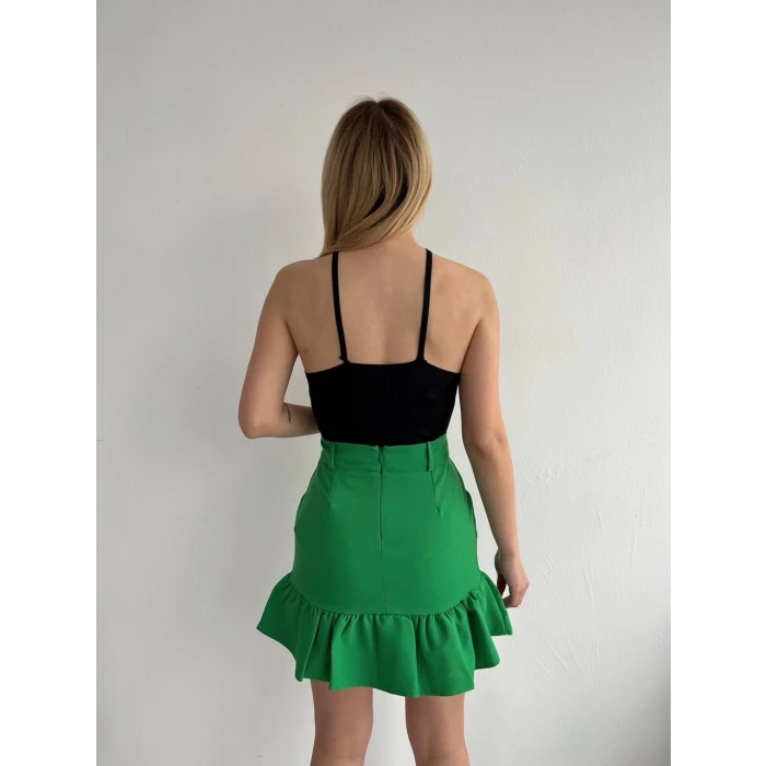 Altı fırfırlı etek yeşil s24817