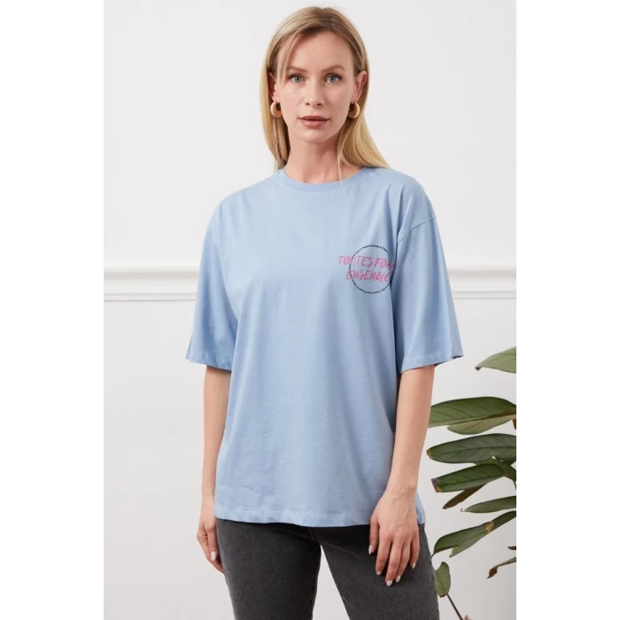 Baskılı tişört mavi