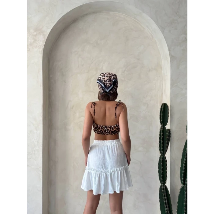 Çingene keten etek beyaz s24808