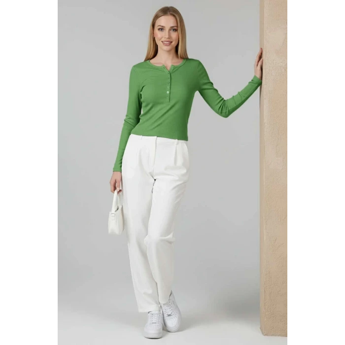Çıtçıt Detaylı Bluz Yeşil T4343