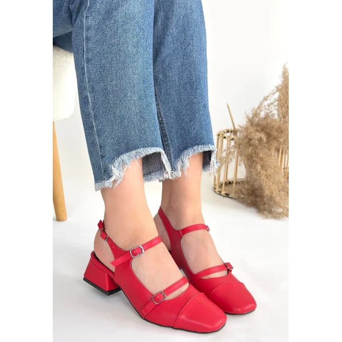 Doran Kırmızı Cilt Topuklu Ayakkabı