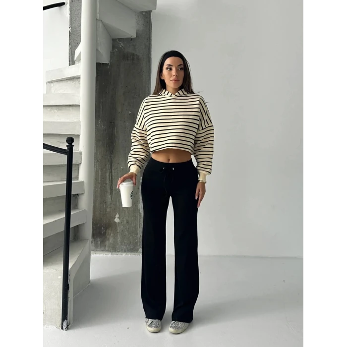 Fit comfort siyah salaş pantolon A6011