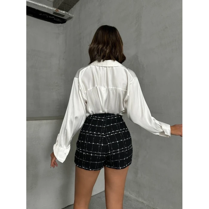 İki düğmeli ch kumaş şort etek siyah h26414