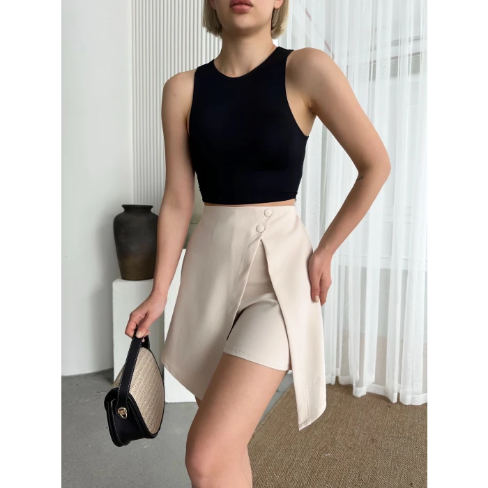 İki düğmeli şort etek S24046