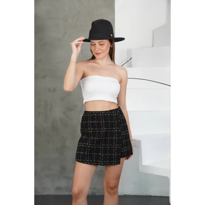 İki düğmeli şort etek siyah h26414