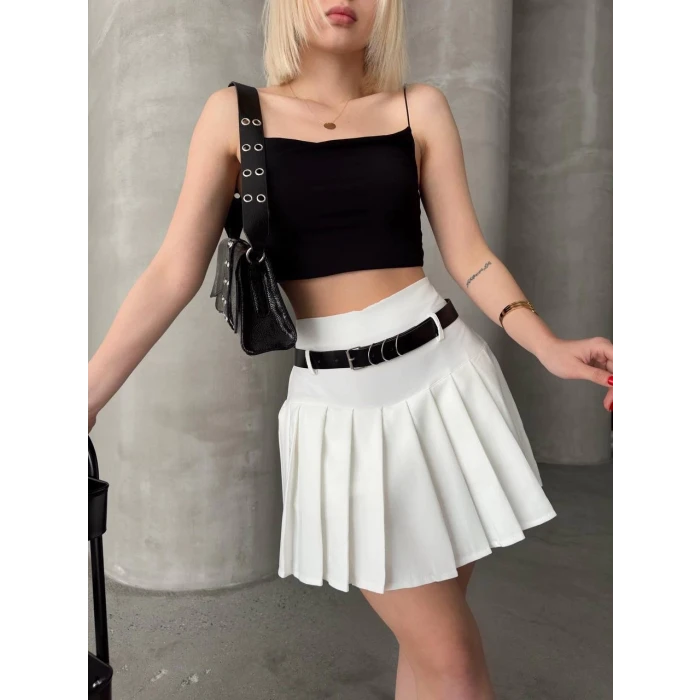 Kemerli pikseli şort etek