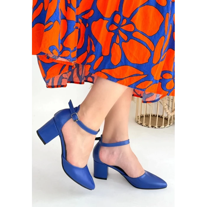 Mulen Mavi Cilt Topuklu Ayakkabı