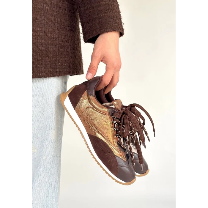 Ranu Kahverengi Cilt Paraşüt Detaylı Bağcıklı Spor Ayakkabı