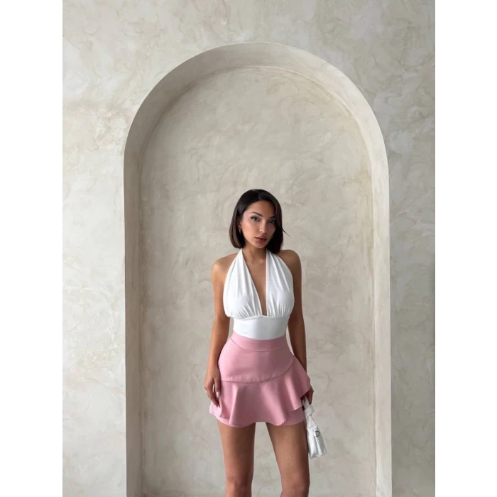 Valonlu fırfırlı şort s24683