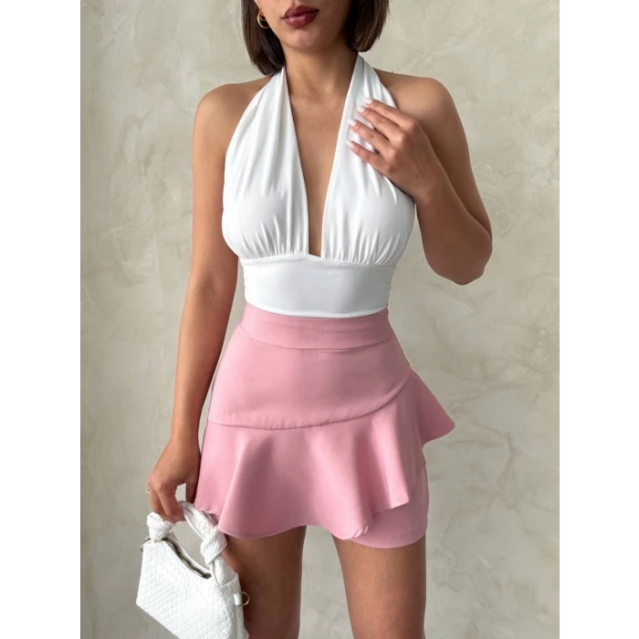 Valonlu fırfırlı şort s24683