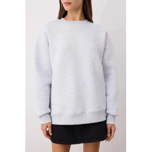 3 iplik şardonlu bisiklet yaka sweatshirt gri