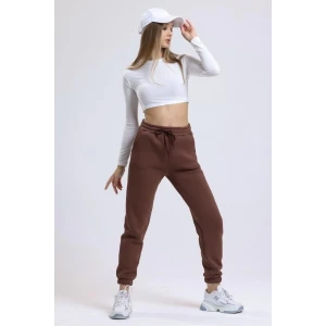 3 iplik şardonlu paça lastikli eşofman kahve is001