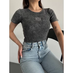 Baskılı yıkalmalı bluz
