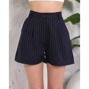 Çizgili düğmeli şort siyah s2551251