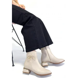 Harly Bej Cilt Topuklu Bot